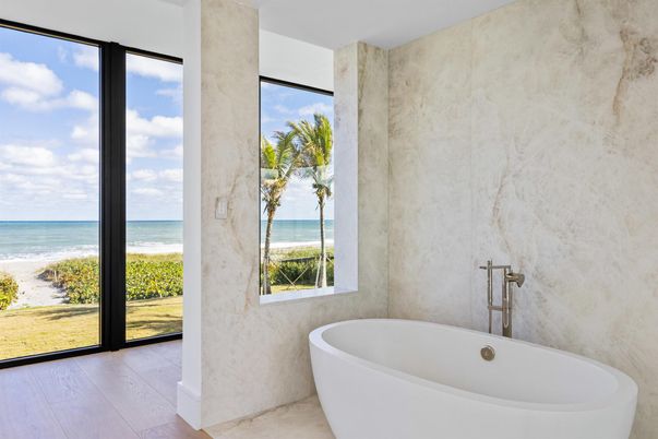 Bathroom, Free Standing Baths, Interior, Water, Wood Texture Flooring