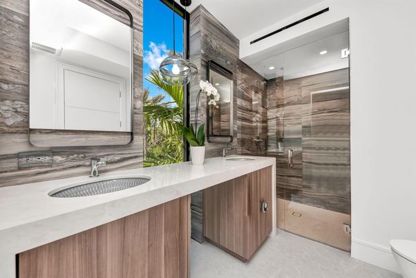 Bathroom, Dual Sink Vanities, Glass Shower, Interior, Recessed Lighting