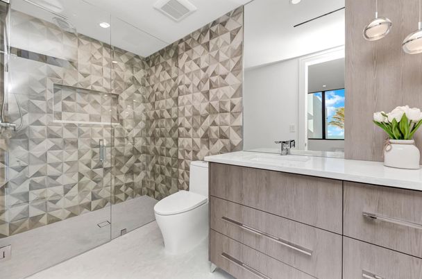 Bathroom, Glass Shower, Interior, Recessed Lighting