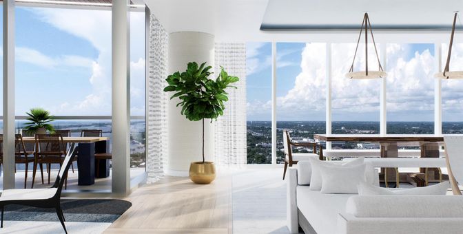 Dining room, Interior, Pendant Lights, Water