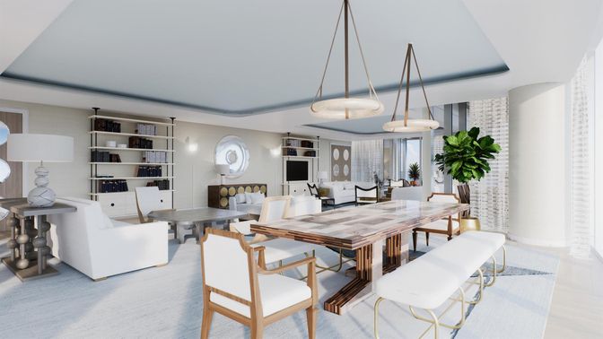 Dining room, Interior, Living room, Pendant Lights