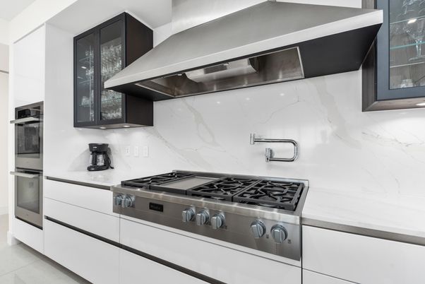 Interior, Kitchen, Marble Walls, Stainless Steel Appliances