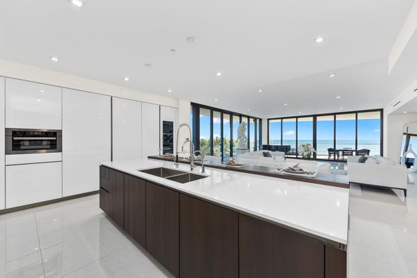 Interior, Kitchen, Living room, Recessed Lighting, Stainless Steel Appliances, Water
