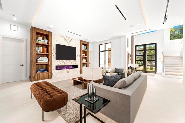 Interior, Living room, Marble Walls, Recessed Lighting
