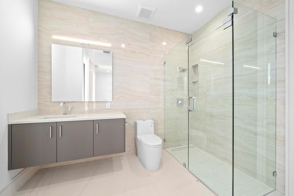 Bathroom, Glass Shower, Interior, Recessed Lighting