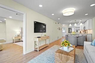 Interior, Kitchen, Living room, Pendant Lights, Recessed Lighting, Stainless Steel Appliances, Wood Texture Flooring