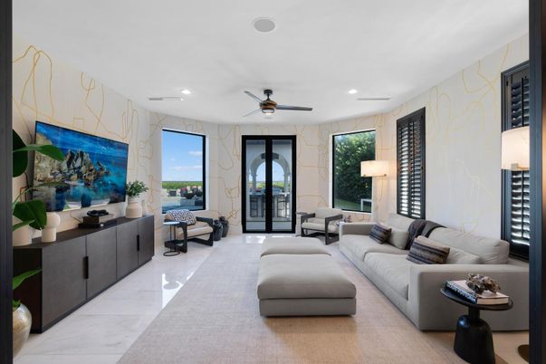 Interior, Living room, Marble Walls, Recessed Lighting
