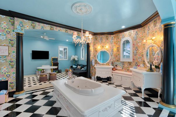 Bathroom, Chandelier, Interior, Recessed Lighting