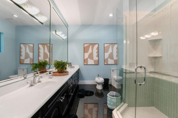 Bathroom, Dual Sink Vanities, Glass Shower, Interior, Recessed Lighting