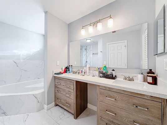 Bathroom, Dual Sink Vanities, Interior, Marble, Marble Walls