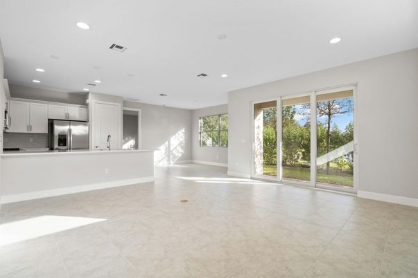 Empty room, Interior, Kitchen, Recessed Lighting, Stainless Steel Appliances