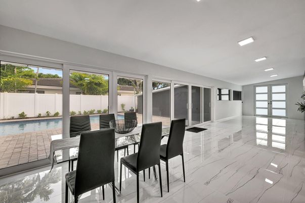 Dining room, Interior, Marble, Recessed Lighting
