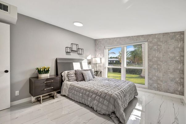 Bedroom, Interior, Marble, Recessed Lighting