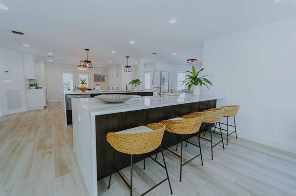 Interior, Kitchen, Pendant Lights, Recessed Lighting, Wood Texture Flooring