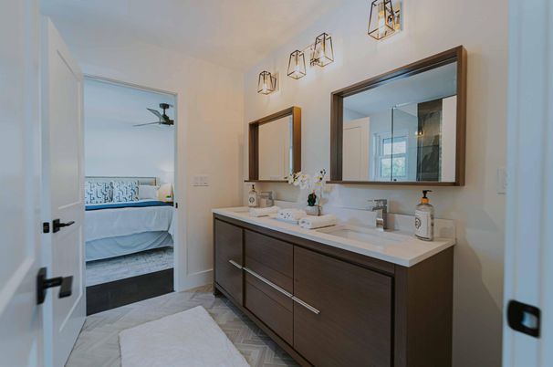 Bathroom, Bedroom, Dual Sink Vanities, Interior, Wood Texture Flooring
