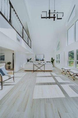 Interior, Living room, Pendant Lights, Wood Texture Flooring