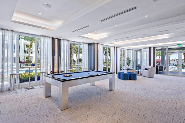 Billiard Table, Game Room, Interior, Recessed Lighting