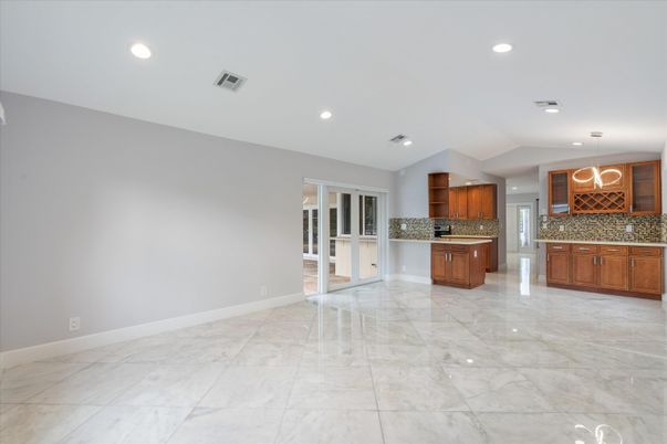 Empty room, Interior, Kitchen, Pendant Lights, Recessed Lighting
