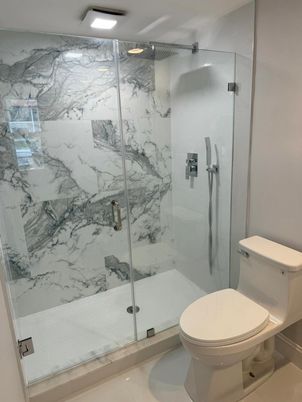 Bathroom, Glass Shower, Interior, Marble Walls