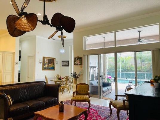 Dining room, Interior, Living room, Recessed Lighting, Wood Texture Flooring