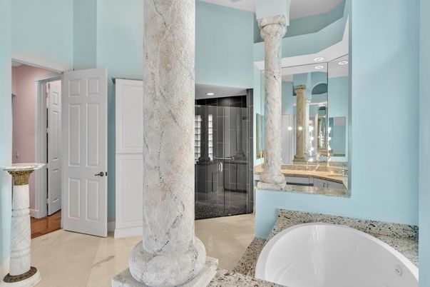 Bathroom, Glass Shower, Interior, Recessed Lighting