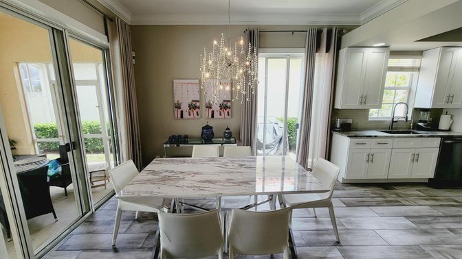 Chandelier, Dining room, Interior, Kitchen, Wood Texture Flooring