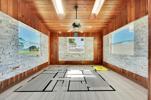 Empty room, Interior, Stone Walls, Wooden Ceilings, Wooden Walls