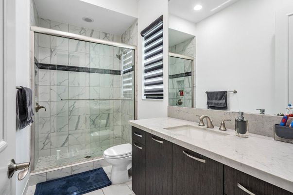 Bathroom, Glass Shower, Interior, Marble Walls, Recessed Lighting