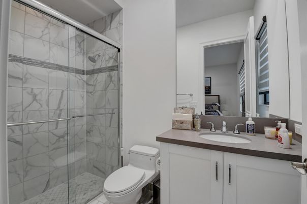 Bathroom, Glass Shower, Interior, Marble Walls