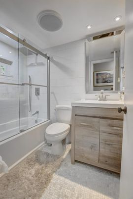 Bathroom, Glass Shower, Interior, Recessed Lighting