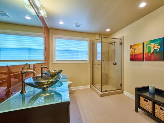 Bathroom, Glass Shower, Interior, Recessed Lighting