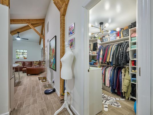 Interior, Living room, Walk-in Closets, Wooden Beams, Wood Texture Flooring