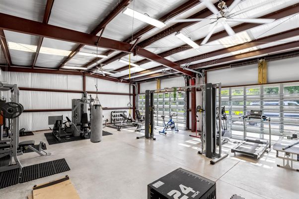 Fitness Equipment, Gym, Interior, Wooden Beams