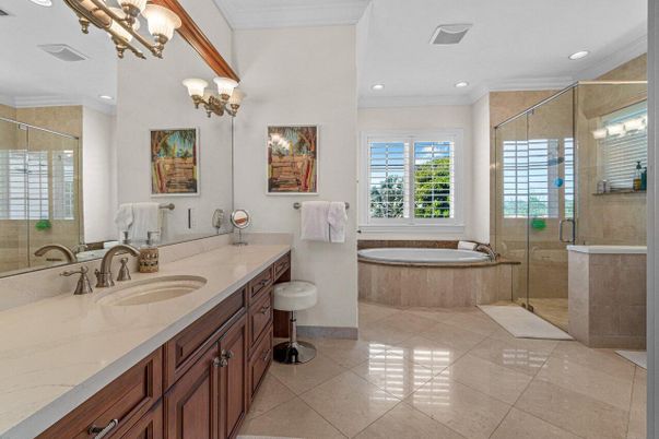 Bathroom, Dual Sink Vanities, Glass Shower, Interior, Recessed Lighting
