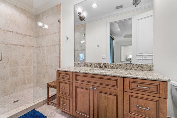 Bathroom, Glass Shower, Interior, Recessed Lighting