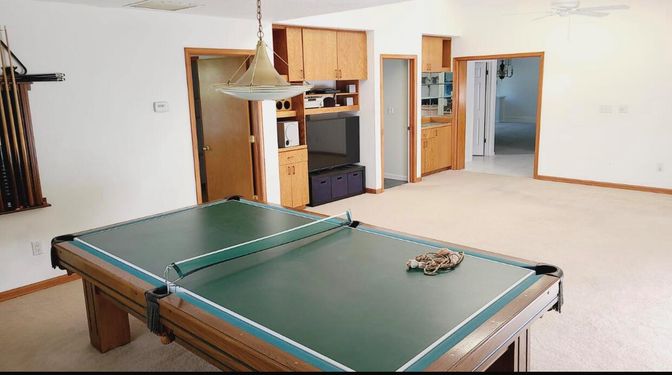 Billiard Table, Game Room, Interior, Pendant Lights