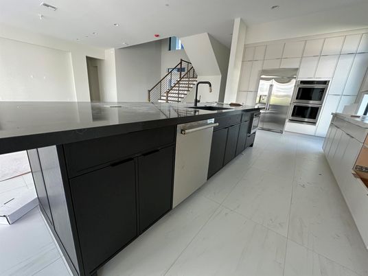 Interior, Kitchen, Marble, Recessed Lighting, Stainless Steel Appliances