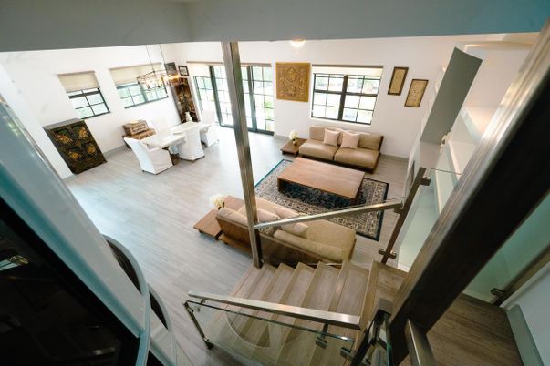 Interior, Living room, Pendant Lights, Wood Texture Flooring