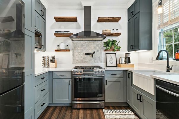 Interior, Kitchen, Stainless Steel Appliances, Wood Texture Flooring