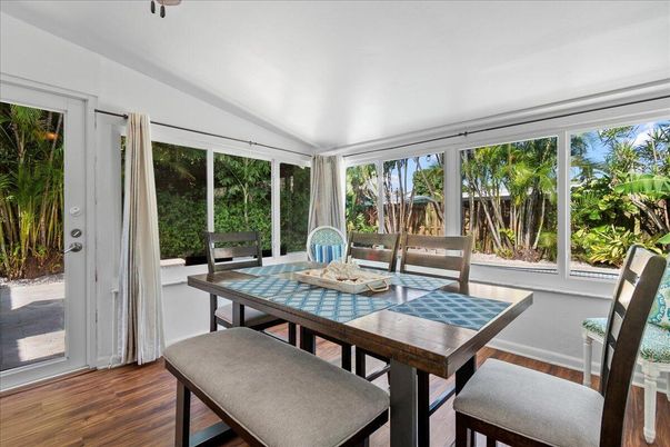 Dining room, Interior, Sun Room, Wood Texture Flooring
