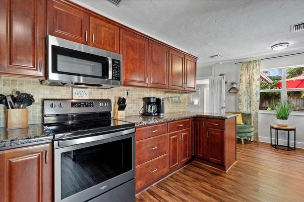 Interior, Kitchen, Stainless Steel Appliances, Wood Texture Flooring