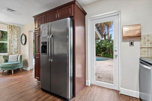 Interior, Kitchen, Stainless Steel Appliances, Wood Texture Flooring