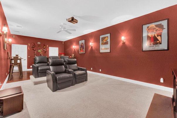 Home Theatre Room, Interior, Wood Texture Flooring