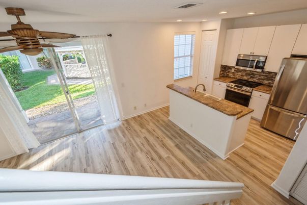 Interior, Kitchen, Recessed Lighting, Wood Texture Flooring