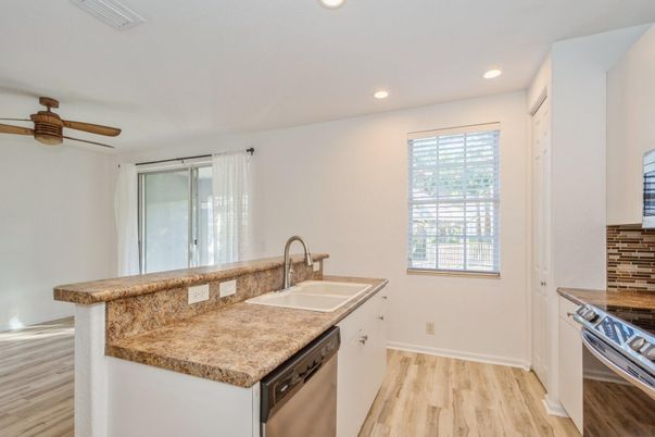 Interior, Kitchen, Recessed Lighting, Wood Texture Flooring