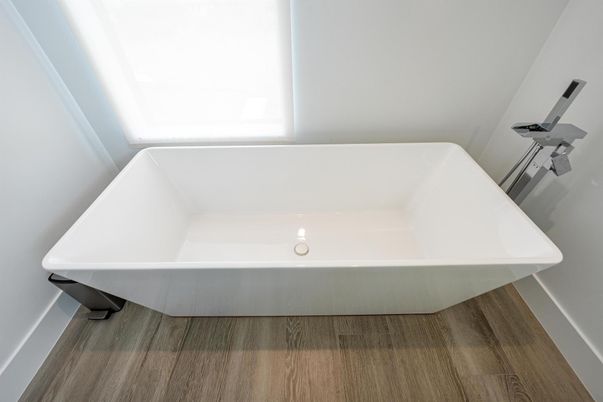 Bathroom, Free Standing Baths, Interior, Wood Texture Flooring