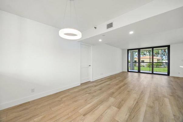 Empty room, Interior, Pendant Lights, Recessed Lighting, Wood Texture Flooring