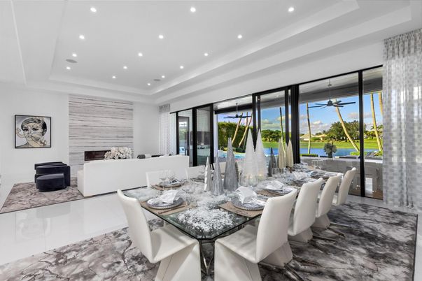 Dining room, Interior, Living room, Marble, Recessed Lighting, Water