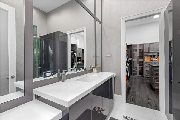 Bathroom, Dual Sink Vanities, Interior, Walk-in Closets, Wood Texture Flooring