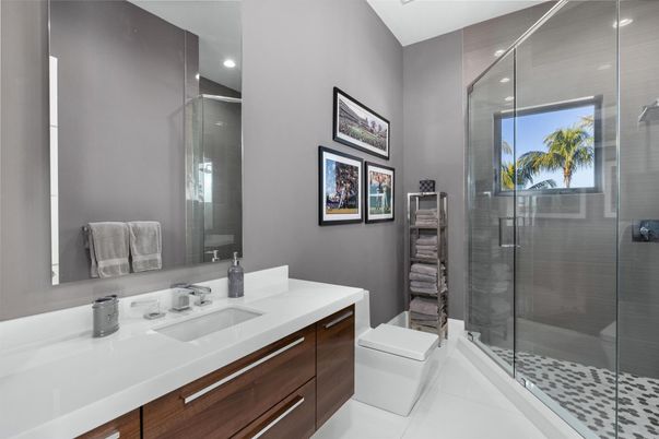 Bathroom, Glass Shower, Interior, Recessed Lighting